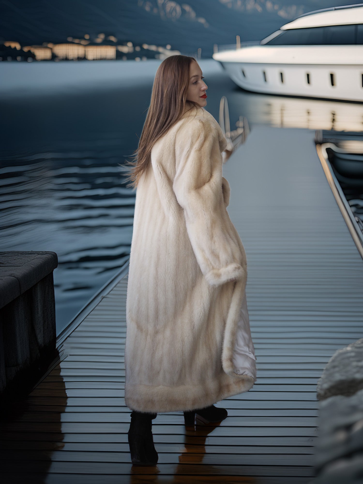 “Nocturne in Pearl” —  Golden Pearl Mink Fur Coat Classic Vintage