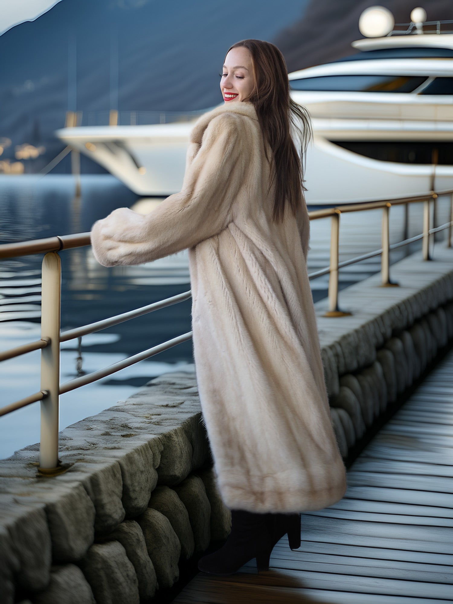 “Nocturne in Pearl” —  Golden Pearl Mink Fur Coat Classic Vintage