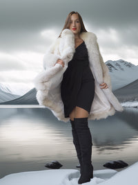 "Winter Queen" – White Fox Coat with Dramatic Collar and Voluminous Silhouette