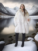 "Winter Queen" – White Fox Coat with Dramatic Collar and Voluminous Silhouette