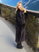 Dark Ranch Black Mink Fur Coat Jacket M No Monogram Unique Design