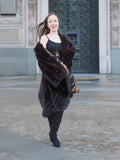 The Milan Moment – Mahogany Mink Swing Coat with Gold Baroque Lining XL/XXL