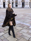The Milan Moment – Mahogany Mink Swing Coat with Gold Baroque Lining XL/XXL