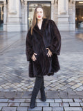 The Milan Moment – Mahogany Mink Swing Coat with Gold Baroque Lining XL/XXL