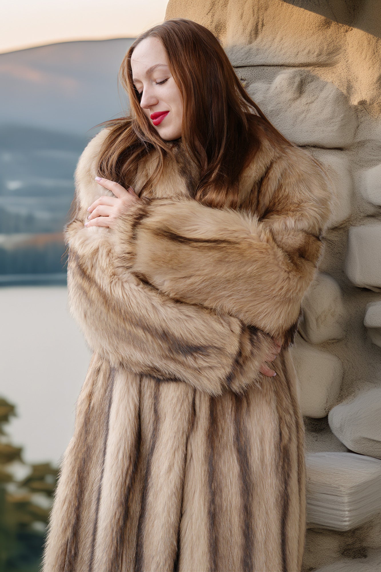 The Ivory Solstice Platinum Raccoon Fur Coat - PurpleShoshana