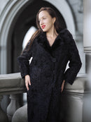 "The Black Mirage" – Lamb Swakara Coat with Mink Fur Collar S/M