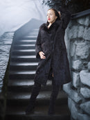"The Black Mirage" – Lamb Swakara Coat with Mink Fur Collar S/M