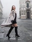 Sapphire Grey Mink Fur Coat S/M Excellent styled with black mini dress. Chic winter outerwear with embroidered lining and luxury fur texture.