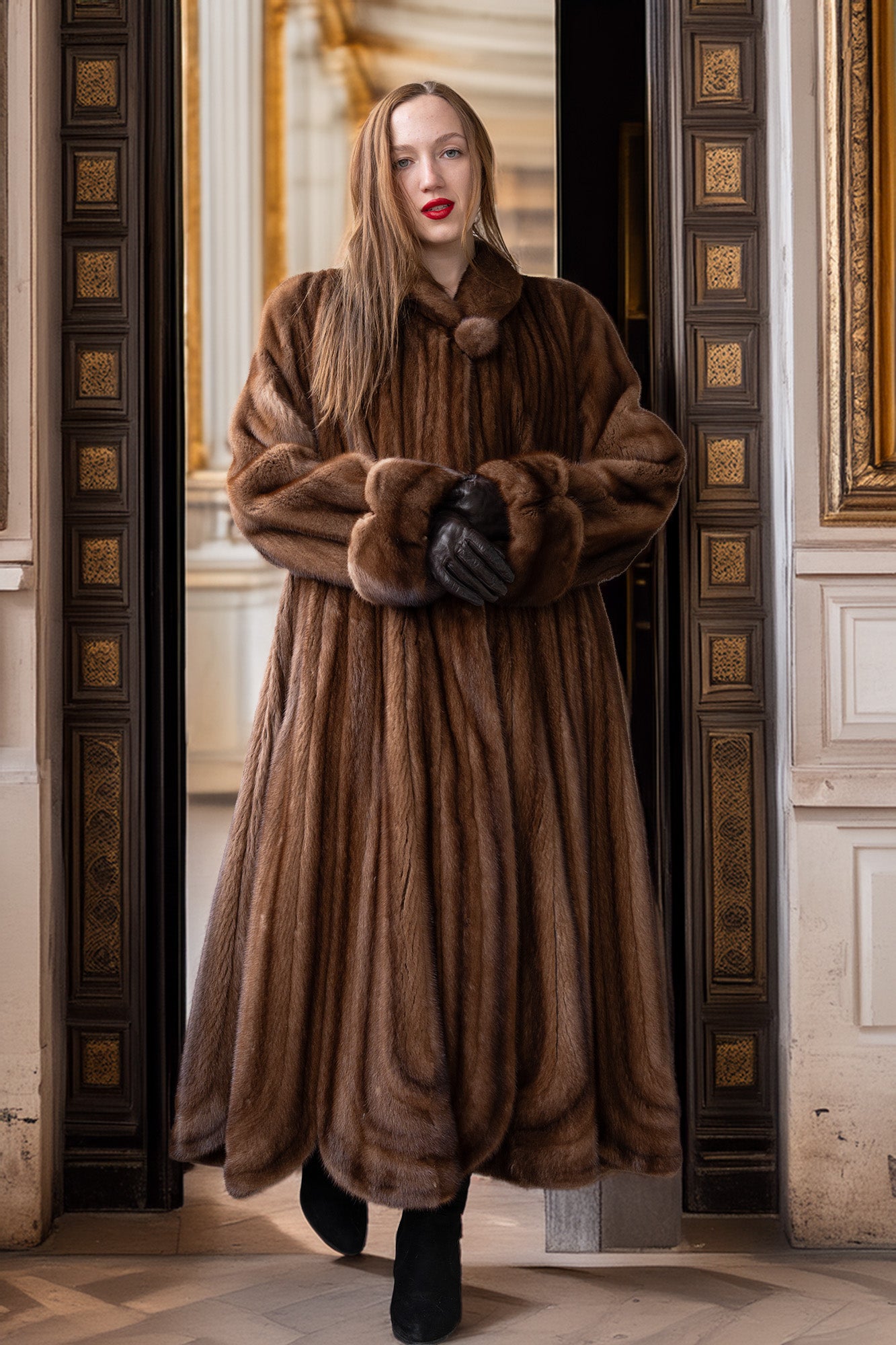 "Candlelight Heiress" — Birger Christensen Demi Buff Mink | Full-Length Couture Fur Coat