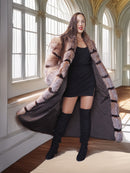 "The Aurelia" – Herringbone Mink & Crystal Fox Full-Length Coat – Modern Design