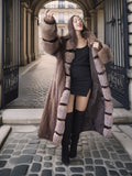 "The Aurelia" – Herringbone Mink & Crystal Fox Full-Length Coat – Modern Design