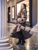 "The Aurelia" – Herringbone Mink & Crystal Fox Full-Length Coat – Modern Design