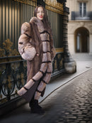 "The Aurelia" – Herringbone Mink & Crystal Fox Full-Length Coat – Modern Design