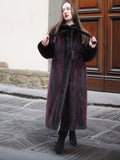 Two Tone Female Mink Fur Coat Red And Black Design S/M Unique