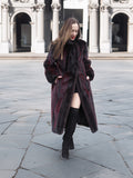 Two Tone Female Mink Fur Coat Red And Black Design S/M Unique