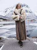 Elegant Raccoon and Fox Fur Coat with Shawl Collar – Timeless Luxury & Warmth