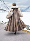 Elegant Raccoon and Fox Fur Coat with Shawl Collar – Timeless Luxury & Warmth