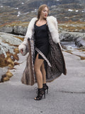 Elegant Raccoon and Fox Fur Coat with Shawl Collar – Timeless Luxury & Warmth