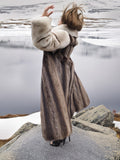 Elegant Raccoon and Fox Fur Coat with Shawl Collar – Timeless Luxury & Warmth