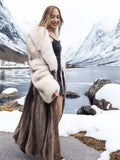 Elegant Raccoon and Fox Fur Coat with Shawl Collar – Timeless Luxury & Warmth