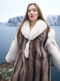 Elegant Raccoon and Fox Fur Coat with Shawl Collar – Timeless Luxury & Warmth