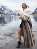 Elegant Raccoon and Fox Fur Coat with Shawl Collar – Timeless Luxury & Warmth