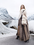 Elegant Raccoon and Fox Fur Coat with Shawl Collar – Timeless Luxury & Warmth