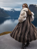 Elegant Raccoon and Fox Fur Coat with Shawl Collar – Timeless Luxury & Warmth