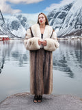 Elegant Raccoon and Fox Fur Coat with Shawl Collar – Timeless Luxury & Warmth