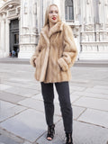 Blond Pastel Mink Fur Coat Stroller Jacket Modern Style M