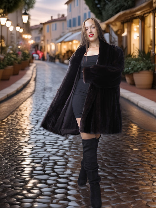 "Black Mirage" – Designer black mink coat Jacket