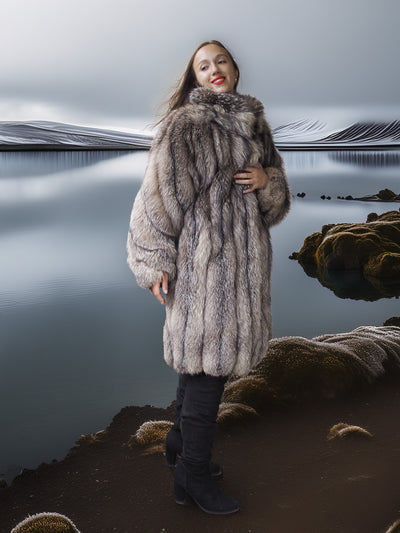 The Mirror Shore - Indigo Fox Jacket with Button Collar & Satin Lining M
