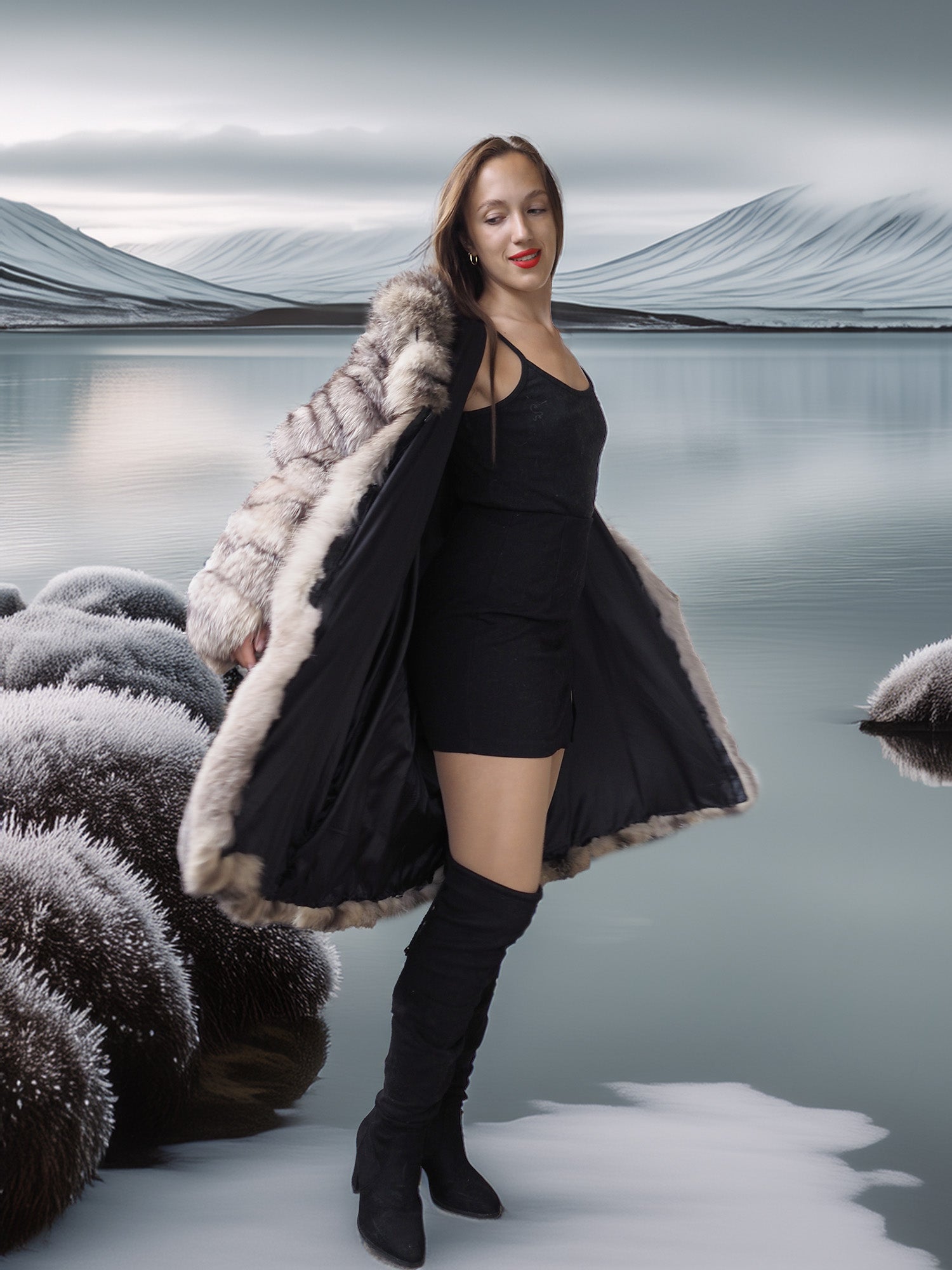 The Mirror Shore - Indigo Fox Jacket with Button Collar & Satin Lining M