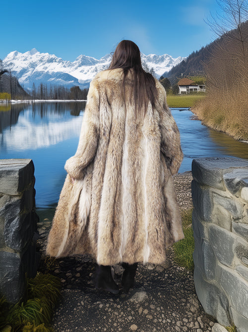 "Wild Luxe"- Coyote Fur Coat with Shawl Collar – Alpine Edition