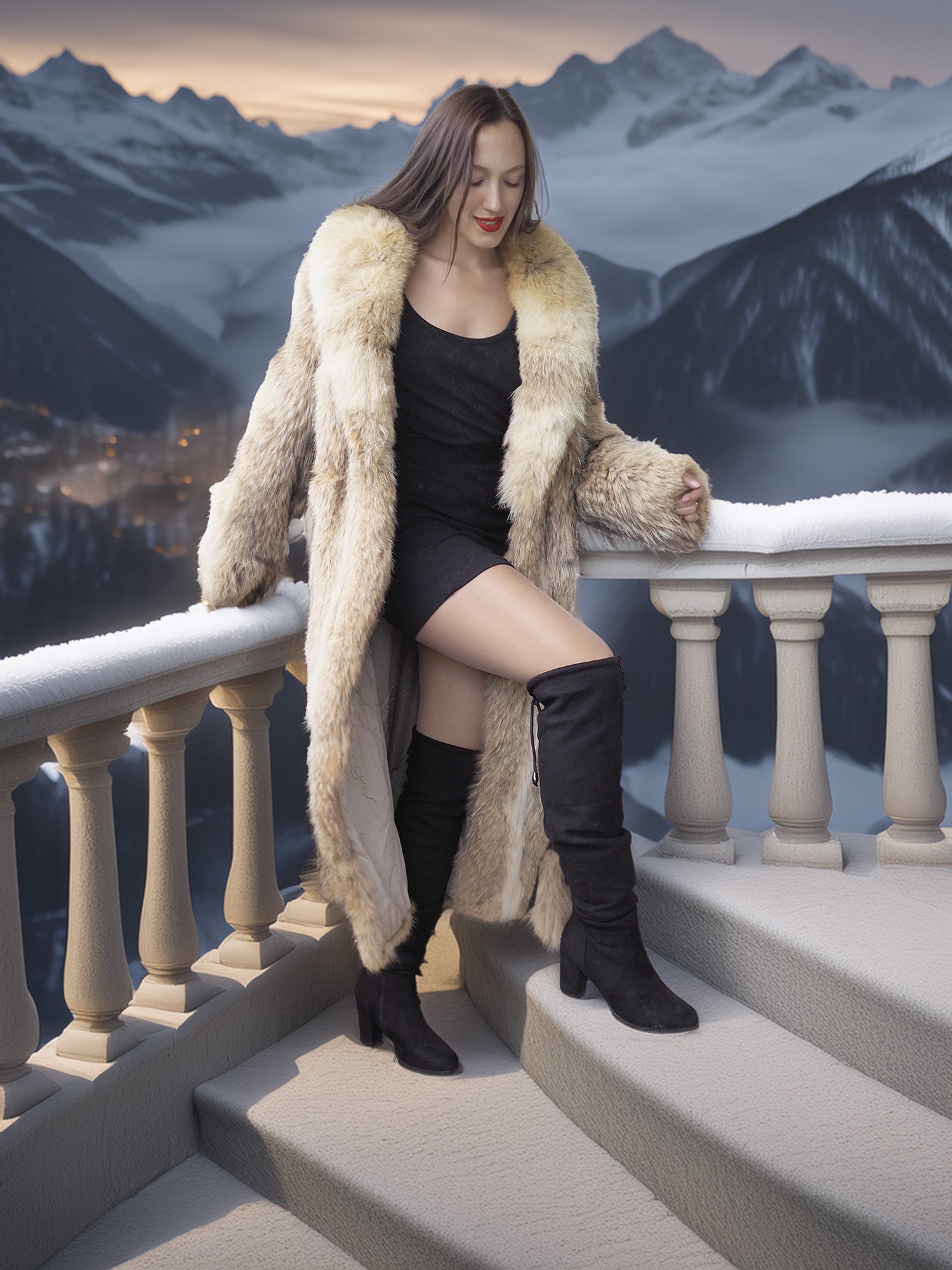 "Wild Luxe"- Coyote Fur Coat with Shawl Collar – Alpine Edition