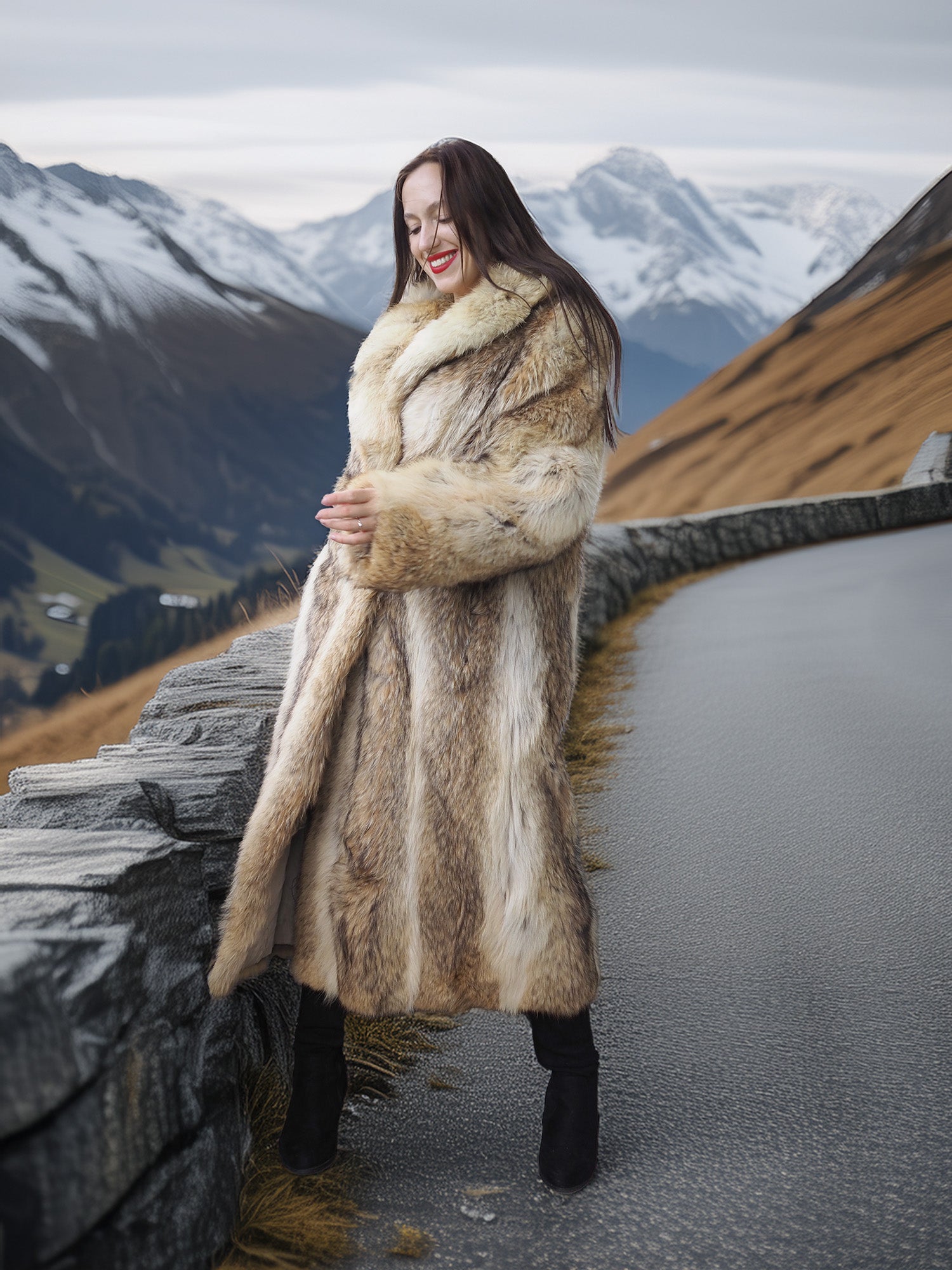 "Wild Luxe"- Coyote Fur Coat with Shawl Collar – Alpine Edition