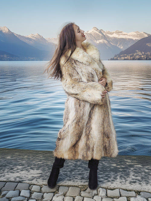 "Wild Luxe"- Coyote Fur Coat with Shawl Collar – Alpine Edition