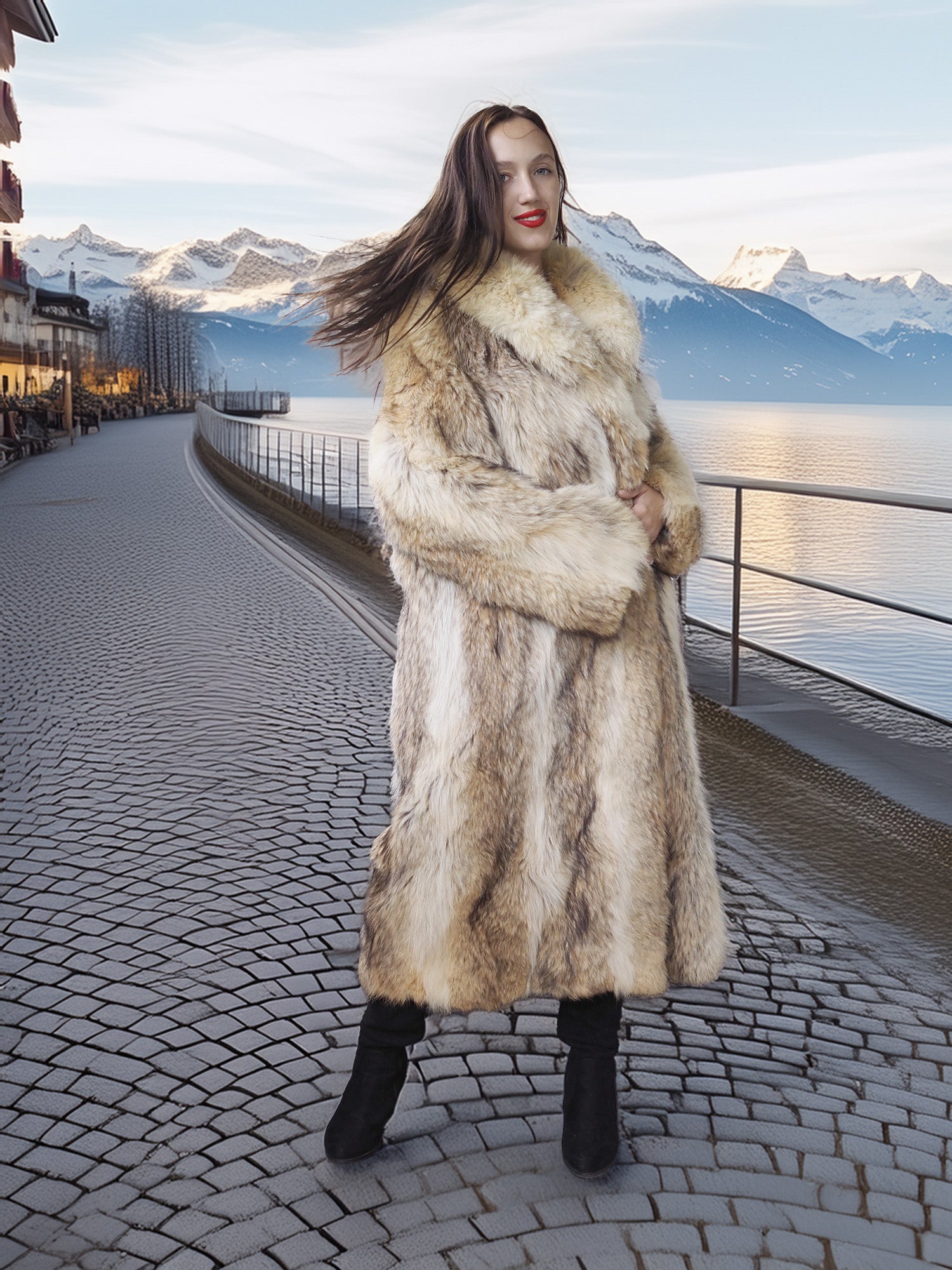 "Wild Luxe"- Coyote Fur Coat with Shawl Collar – Alpine Edition