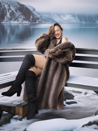 "The Fjord Siren" – Full-Length Canadian Raccoon Fur Coat | Arctic Elegance