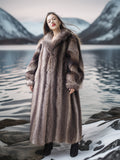 "The Fjord Siren" – Full-Length Canadian Raccoon Fur Coat | Arctic Elegance