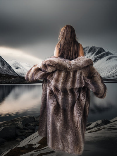 "The Fjord Siren" – Full-Length Canadian Raccoon Fur Coat | Arctic Elegance