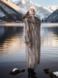 Possum Fur Coat Coats Large Plush Shawl Collar M