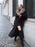 Black Dark Ranch Mink Coat With Silver fox Shawl Collar M/L