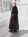 Designer Luxurious Mahogany NAFA Mink Fur Coat By Alfred Sung 52" Long M