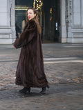 Designer Luxurious Mahogany NAFA Mink Fur Coat By Alfred Sung 52" Long M