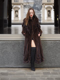 Designer Luxurious Mahogany NAFA Mink Fur Coat By Alfred Sung 52" Long M