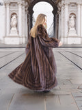 Designer Luxurious Mahogany NAFA Mink Fur Coat By Alfred Sung 52" Long M