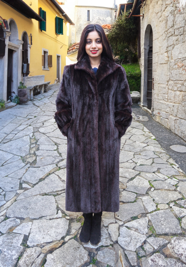 Dark Ranch Female Black Mink Fur Jacket Coat S– Purple Shoshana Furs