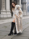 Spectacular Unisex Soft Plush Spotted Fur Coat Large Shawl Collar M/L 52" Long