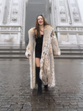 Spectacular Unisex Soft Plush Spotted Fur Coat Large Shawl Collar M/L 52" Long